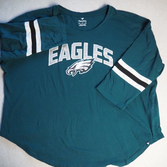 Fanatics NFL Eagles Women's 3/4 Sleeve Shirt XXL Stripes - Pre-owned (Defect) - Picture 2 of 9